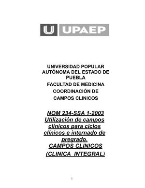 Cp Nom 234 Ssa1 2003 Utilización De Campos Clínicos Para Ciclos Clínicos E Internado De Pregrado