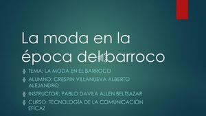 La Moda En La éPoca Del Barroco