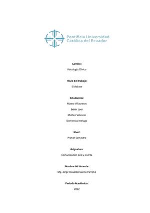 Comunicacion Oral Y Escrita (El Debate) Trabajo Grupal