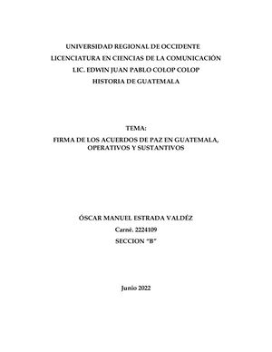 Acuerdos De Paz En Guatemala, Operativos Y Sustantivos