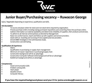 Vacancy: Ruwacon George