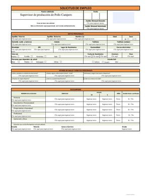 Formulario De Solicitud De Empleo