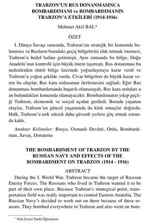 Trabzon'un Rus Donanmasınca Bombardımanı Ve Bombardımanın
