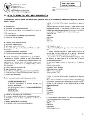Guía Nº 4 Ejercicios De Discurso Argumentativo 3° Medio (2)