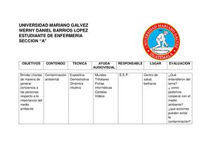 Plan Educativo Werny Barrios
