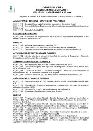 Conseil D'agglomeration Du 21 Septembre 2017