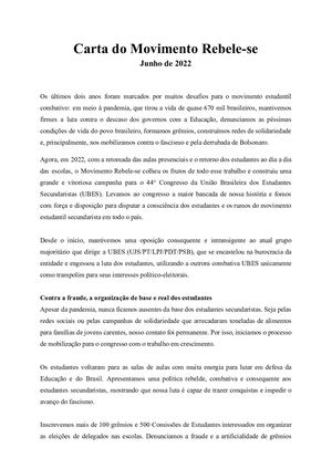 Carta do Movimento Rebele-se