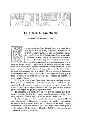 Un Procès De Sorcellerie À Strée