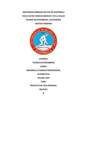 Proyecto De Vida Personal Desarrollo humano