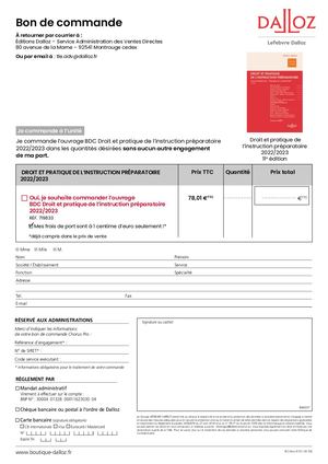 BDC Droit et pratique de l’instruction préparatoire 2022/2023