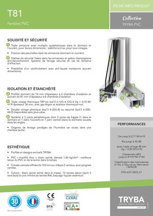 Châssis Pvc T81 - Fiche Produit