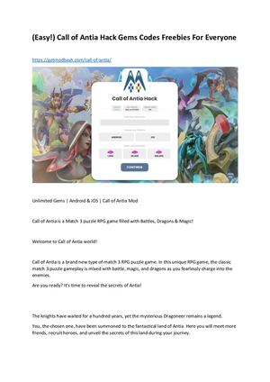 (Easy!) Call Of Antia Hack Gems Codes Freebies For Everyone