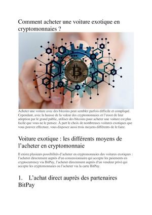 Acheter une voiture exotique en cryptomonnaie : comment faire ?
