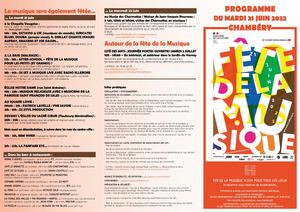 Programme Fête de la musique 2022 à Chambéry