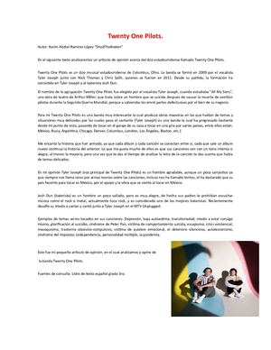 Twenty One Pilots Articulo De Opinion