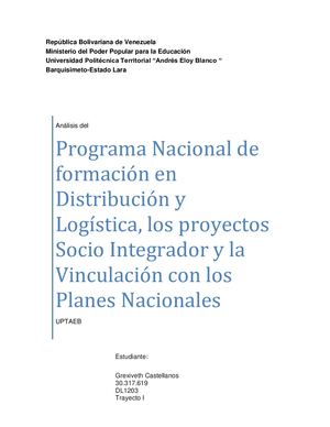 Proyectos Socio Integrador Y La Vinculación Con Los Planes Sociales