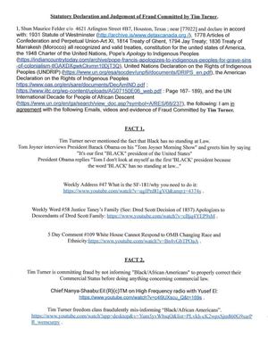 Statutory Declaration for Fraud Committed by Tim Turner
