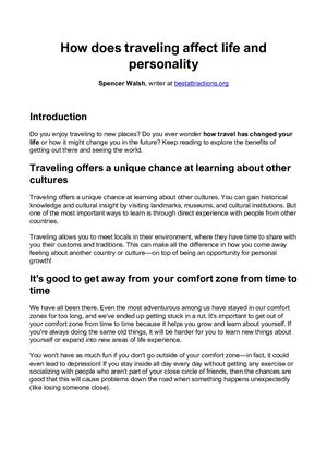 How Does Traveling Affect Life And Personality