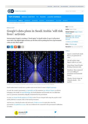 Saudi Activists On Risk Through Google Cloud Region