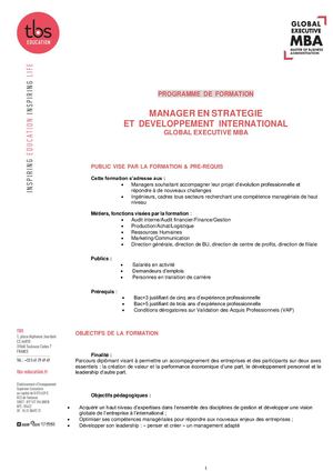 TBS GLOBAL EXECUTIVE MBA Programme 2021-2022