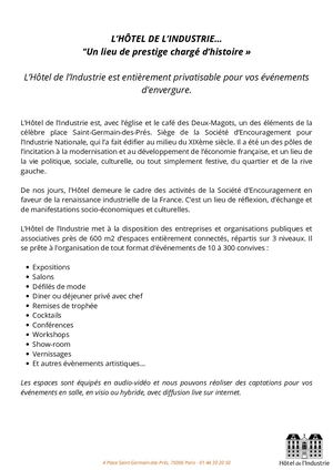 Hôtel de l'Industrie - Nos Évènements