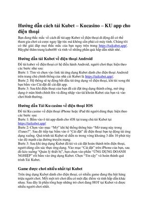 Huong Dan Cach Tai Kubet Kucasino Ku App Cho Dien Thoai