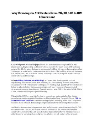 Why Drawings in AEC Evolved from 2D/3D CAD to BIM Conversion?