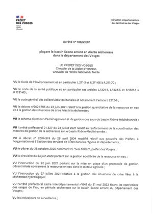 202206 Ap 186 Bassin Saône Amont En Alerte Sécheresse