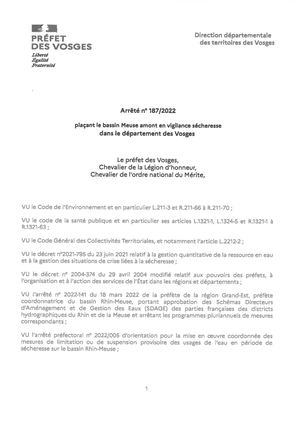 202206 Ap 187 Bassin Meuse Amont Vigilance Sécheresse