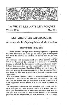 La Vie et Les Arts Liturgiques 1917-27
