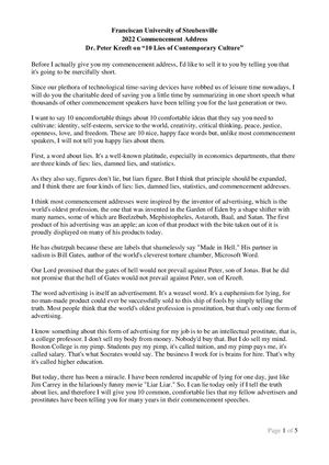 Dr Peter Kreeft 10 Lies Of Contemporary Culture