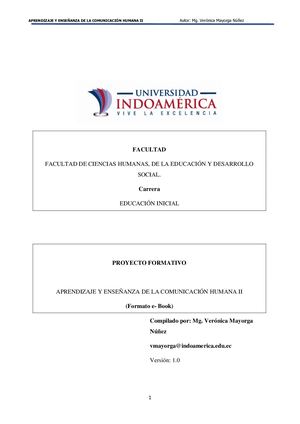 Aprendizaje Yenseñanza De La Comunicacion Humna 2 Vm 2022