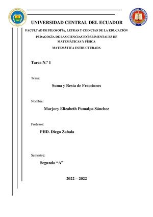 Suma Y Resta De Fracciones