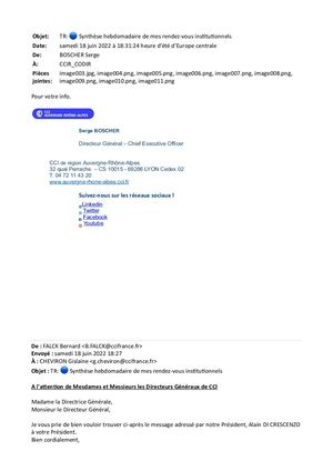 Synthèse Hebdomadaire De Mes Rendez Vous Institutionnels