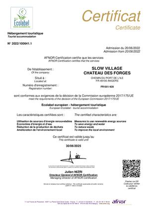 SV Les Forges - Certificat Ecolabel Européen
