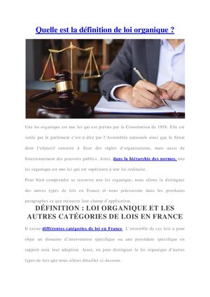 Loi organique : C'est quoi ?