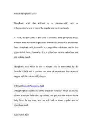 What Is Phosphoric Acid