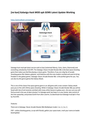 [No Ban] Galaxiga Hack Mod Apk Gems Latest Update Working