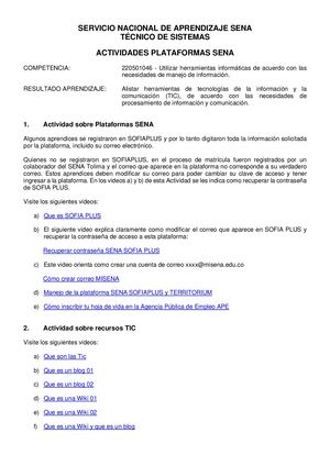 Actividades plataformas SENA
