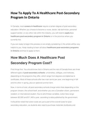 Post Secondary Program Example Calaméo - How To Apply To A Healthcare Post Secondary Program In Ontario