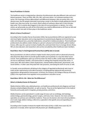 Nurse Practitioner Vs Doctor