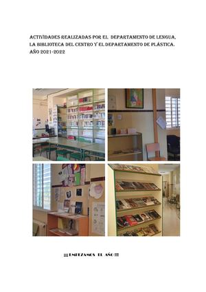 Actividades Lengua , Biblioteca Y Plástica 21 22