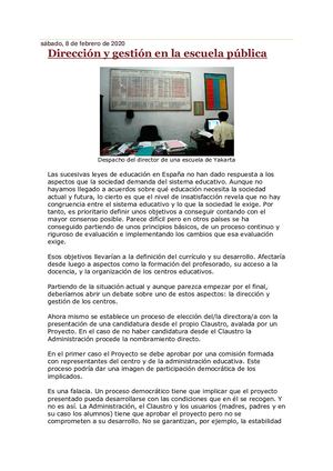 La Dirección Y Gestión En La Escuela Pública