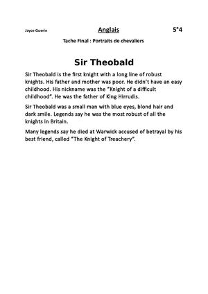 Jayce Guerin Anglais 5eme4 2022 06 27 Tache Finale Portrait Des Chevaliers