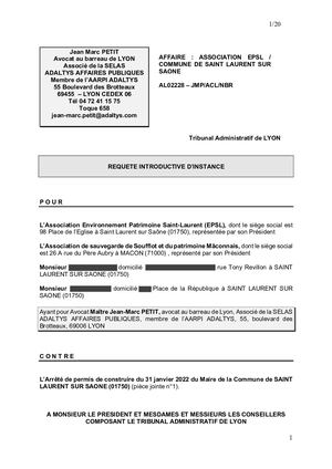 mémoire n°1 Requête Introductive d'instance 31 mars 2022