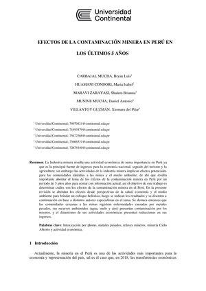 Efectos De La Contaminación Minera En Perú