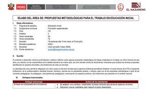 Sílabo Propuestas Metodológicas Para El Trabajo En Educación Inicial