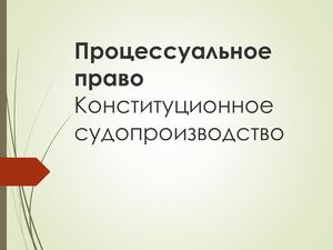 Процессуальное право Конституционное судопроизводство