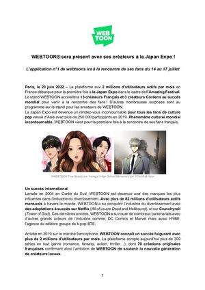 Naver Webtoon - Communiqué de presse