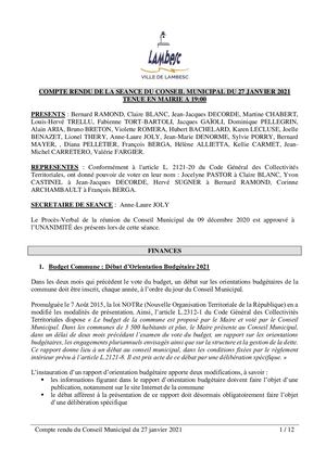 2021 - Comptes rendus et procès-verbaux des Conseils Municipaux